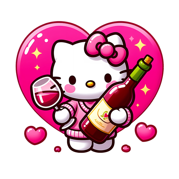 Hello Kitty Love Champagne Design pressed on a garment