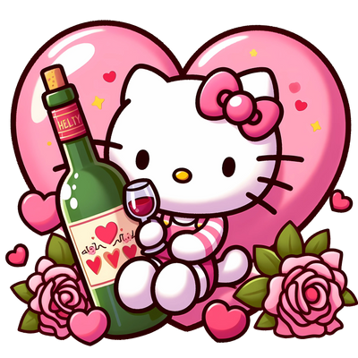 Hello Kitty - Valentine's Day Champagne Design | DTF Dallas - DTF Dallas 