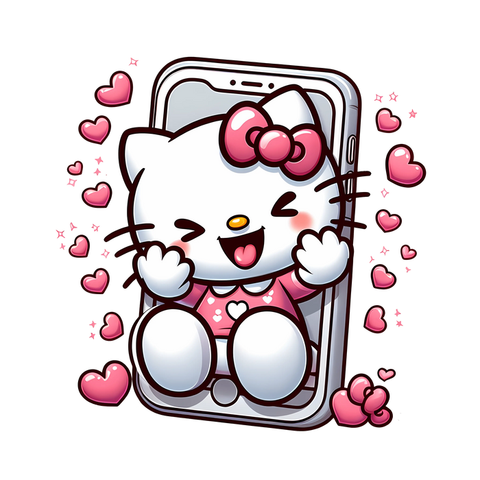 Hello Kitty Video Call Valentine's Day Design pressed on a garment