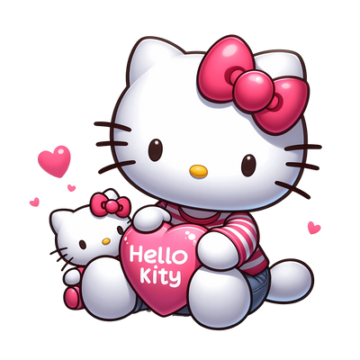 Hello Kitty Valentine's Day Heart Design - DTF Ready To Press - DTF Dallas 