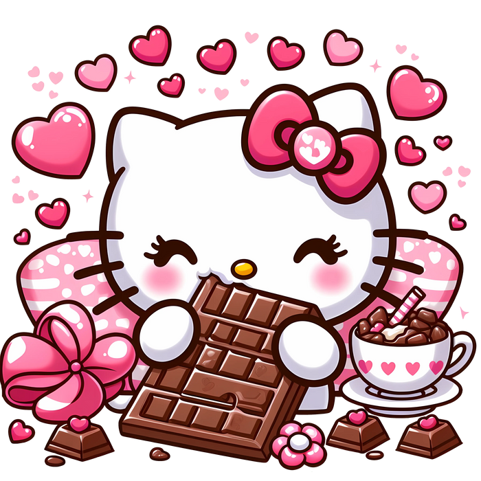 Hello Kitty Love Chocolate Valentine's Design pressed on a garment