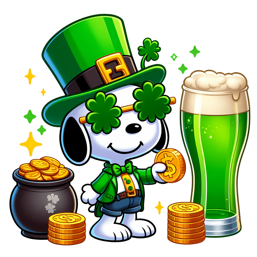 Happy Saint Patrick's Day Snoopy Dog Design | DTF Dallas