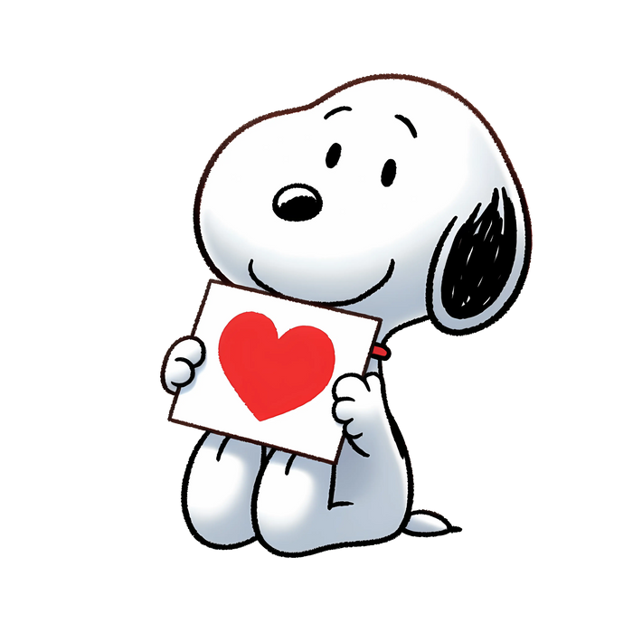Peanuts Snoopy Valentine's Day Heart Design pressed on a garment