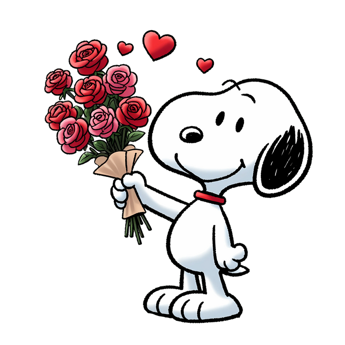 Snoopy Roses for You Valentine's Day Design pressed on a garment