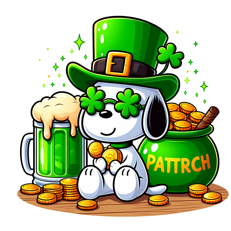 Patricks Day Snoopy Bear Design - DTF Ready To Press