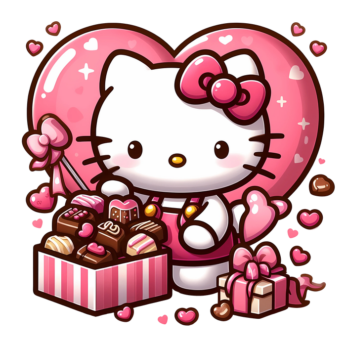 Hello Kitty Chocolate Love Design pressed on a garment