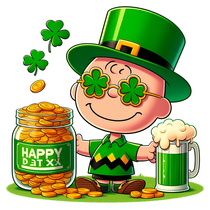 Charles M. Schulz Patrick's Day Design pressed on a garment