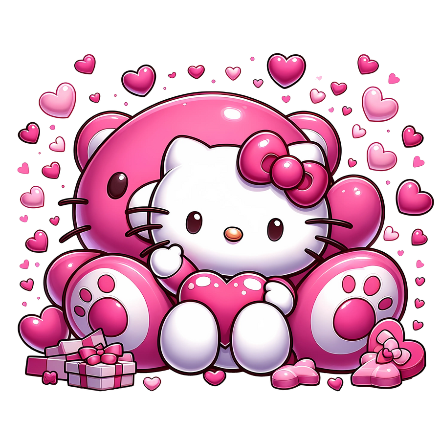 Hello Kitty - Valentine's Day Teddy Bear Design | DTF Dallas