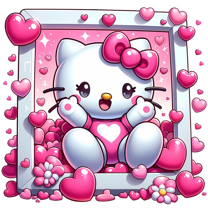 Hello Kitty Valentine's Day Love Me Design pressed on a garment