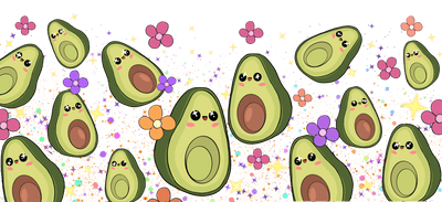 UV DTF 16 Oz Libbey Glass Cup Wrap -  Cute Avocado - DTF Dallas 