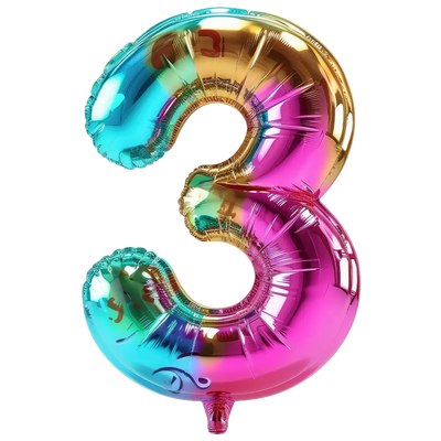 Number 3 Balloon  Design - DTF Ready To Press - DTF Dallas 