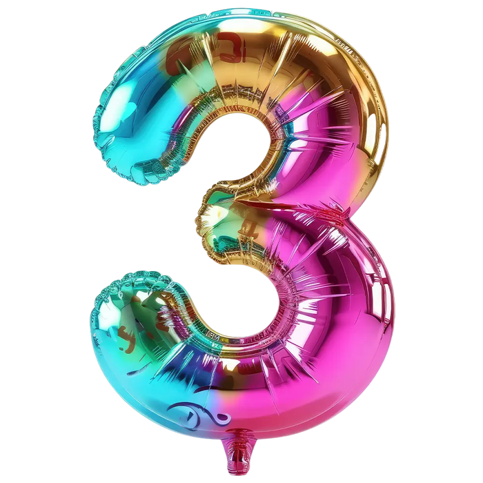 Number 3 Balloon  Design pressed on a garment