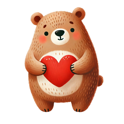 Bear Holding A Big Red Heart Design | DTF Dallas - DTF Dallas 
