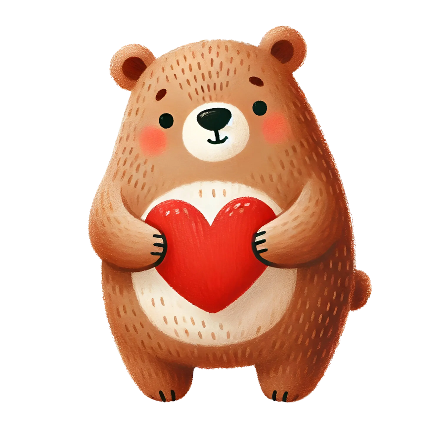 Bear Holding A Big Red Heart Design | DTF Dallas