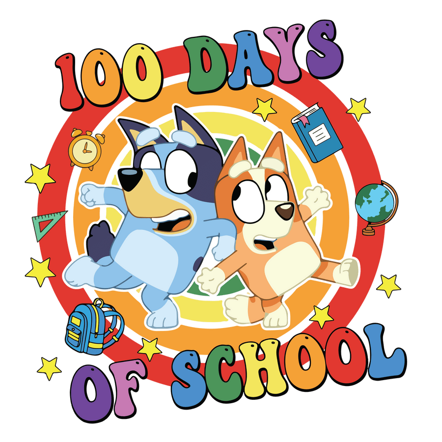 Bluey and Bingo 100 Days of School DTF-Ready V1 | DTF Dallas