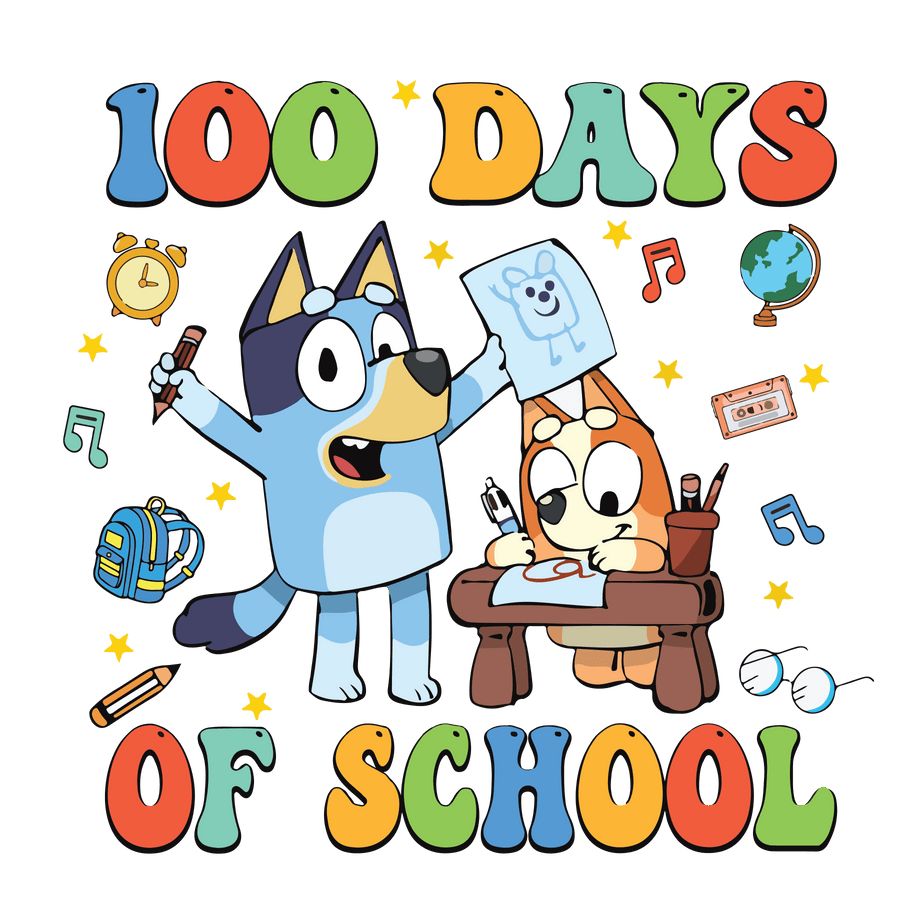 Bluey and Bingo 100 Days of School Party Design | DTF Dallas