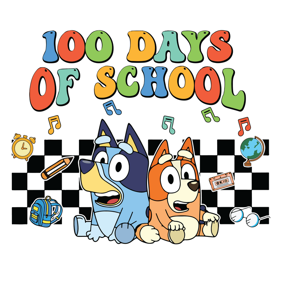 100 Days of School Bluey and Bingo Design | DTF Dallas
