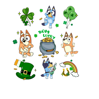 Bluey Celebrates St Patrick's Day  - DTF Ready To Press - DTF Dallas 