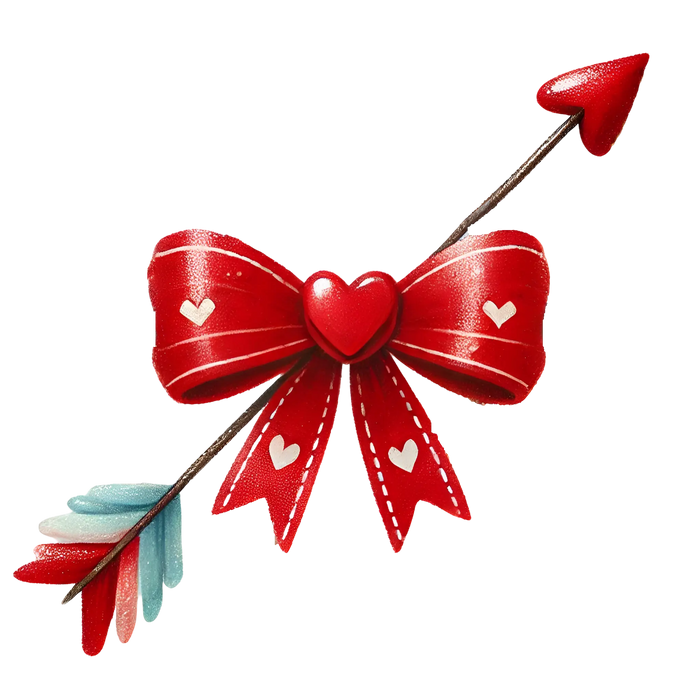 Valentine's Day Bow And Arrow Design pressed on a garment