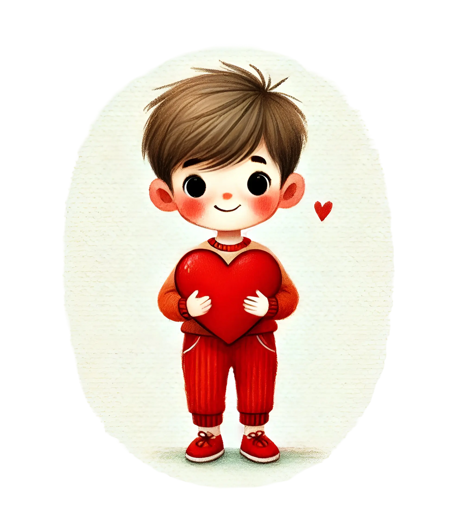 Boy Holding A Big Heart Design | DTF Dallas