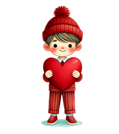 Valentine's Day Boy Holding A Big Heart Design | DTF Dallas - DTF Dallas 