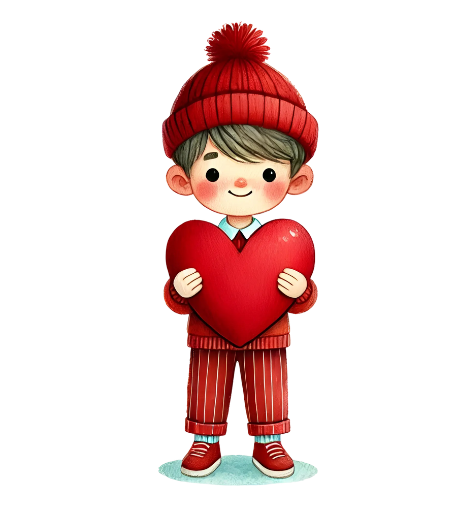 Valentine's Day Boy Holding A Big Heart Design | DTF Dallas