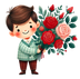 Valentine's Day Boy Holding A Bouquet Flower Design | DTF Dallas - DTF Dallas 