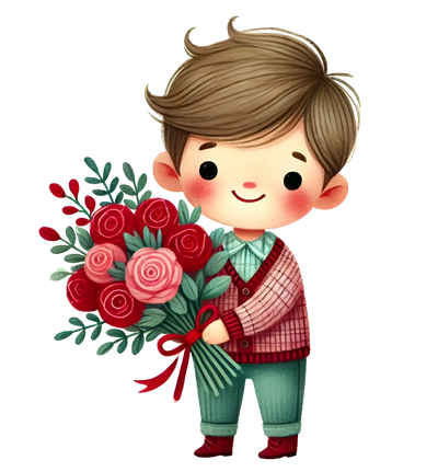 Boy Holding A Bouquet Flower Design | DTF Dallas - DTF Dallas 