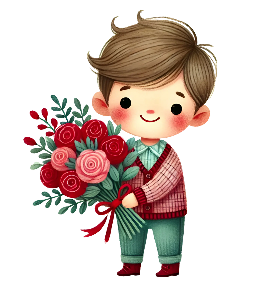 Boy Holding A Bouquet Flower Design | DTF Dallas