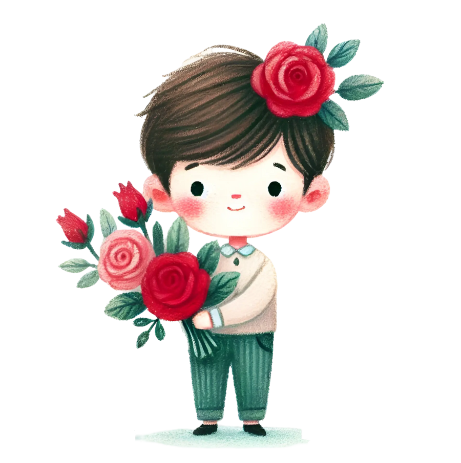 Couple Boy Holding A Bouquet Flower Design | DTF Dallas