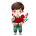 Boy Holding A Red Bouquet Flower Design | DTF Dallas - DTF Dallas 