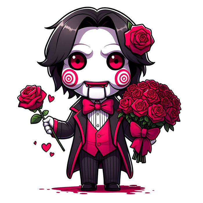 Jigsaw Valentine's Day Rose Design pressed on a garment