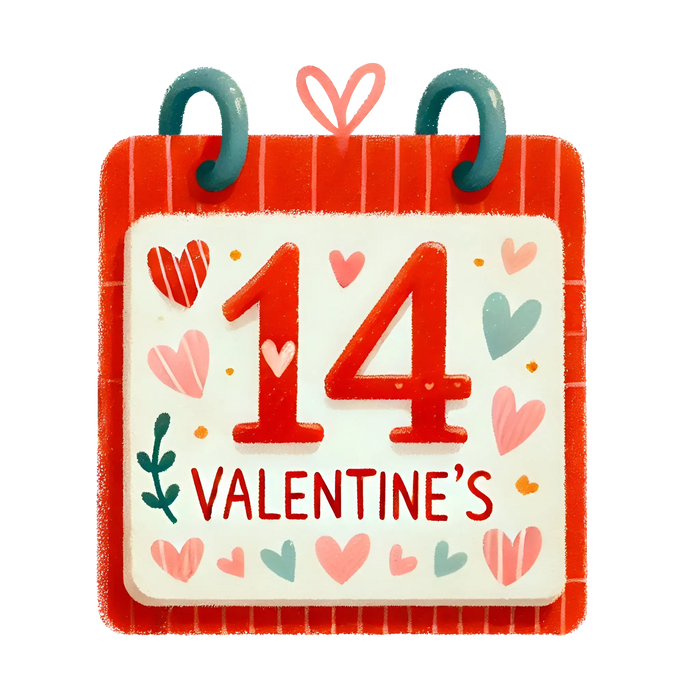 Valentine's Day Calendar Design pressed on a garment