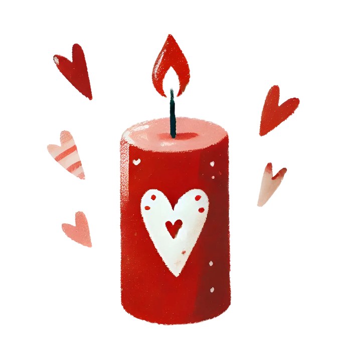 Valentine's Day Candle Design pressed on a garment