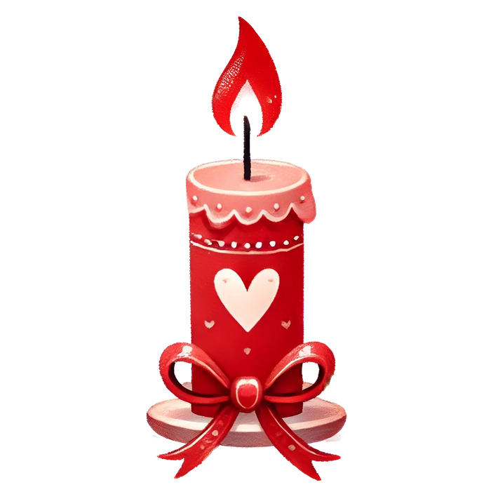 Valentine's Day Candle Love Design pressed on a garment