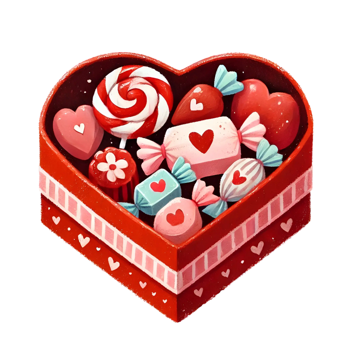 Love Candy Box Design pressed on a garment