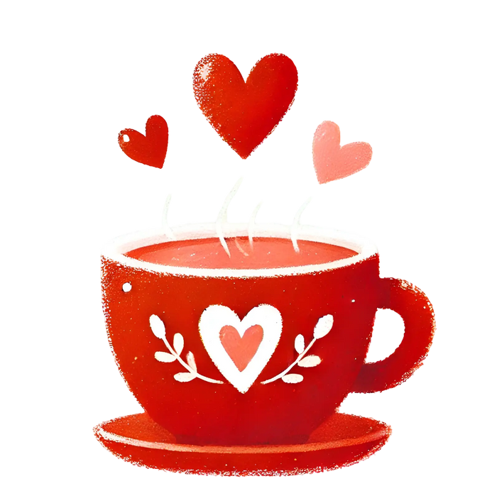 Valentine's Day Coffee pressed on a garment
