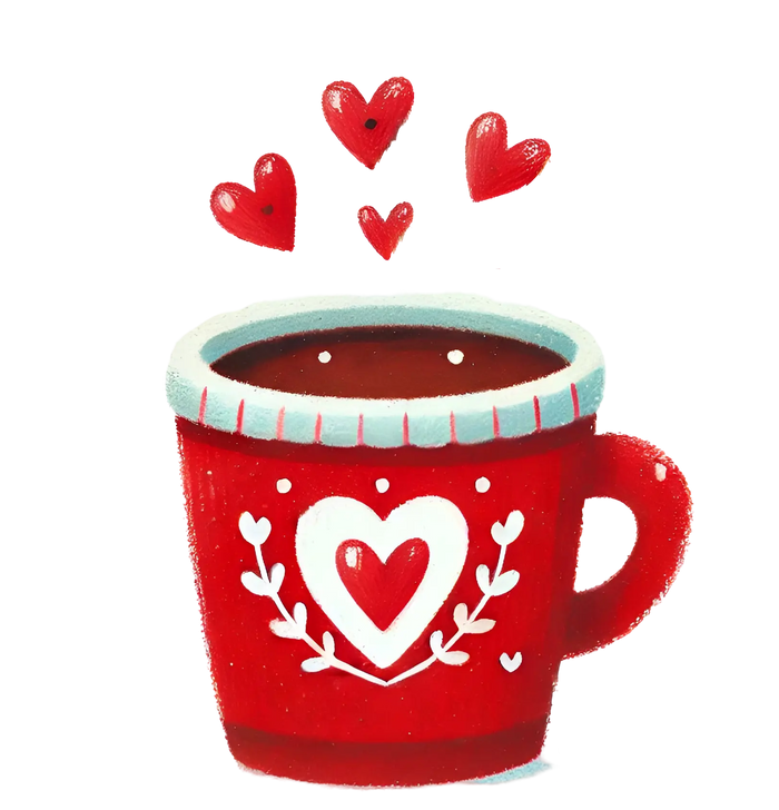 Valentine's Day Coffee Cup pressed on a garment