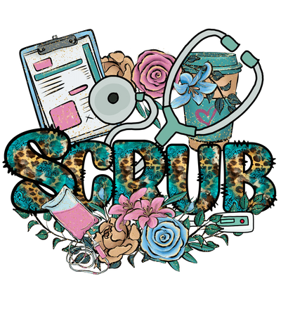 Scrub Life Western Design - DTF Ready To Press - DTF Dallas 