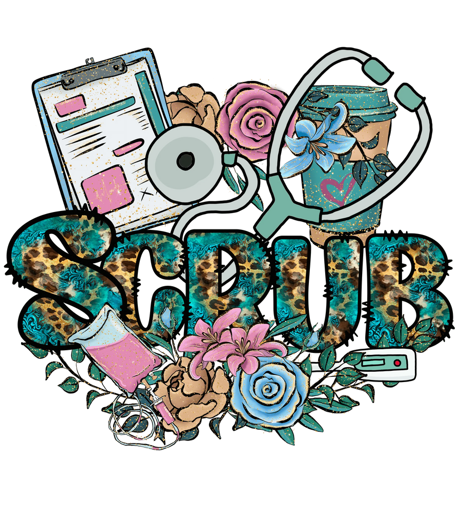 Scrub Life Western Design - DTF Ready To Press