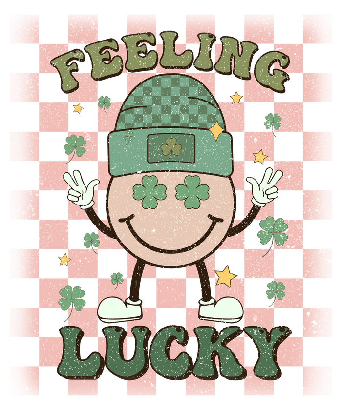 Feeling Lucky St Patrick's Smiley Design pressed on a garment
