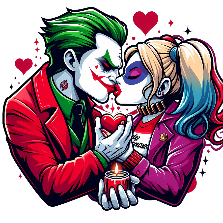 DC Joker and Harley Quinn Couple Kiss Design | DTF Dallas