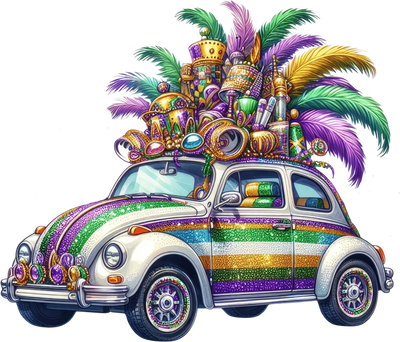 Mardi Gras Vosvos Design - DTF Ready To Press - DTF Dallas 