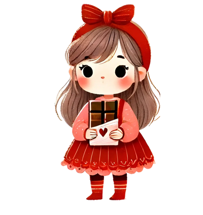 Valentine's Day Girl Eating A Piece Of Chocolate Design | DTF Dallas - DTF Dallas 