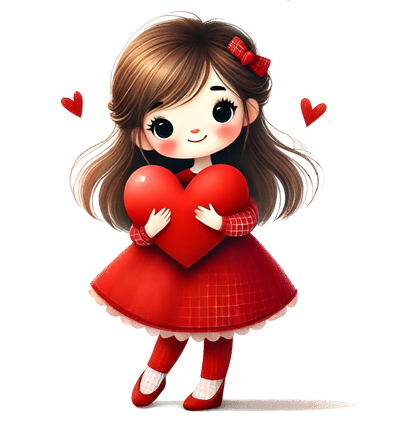 Girl Holding A Big Heart Valentine's Day Design | DTF Dallas - DTF Dallas 
