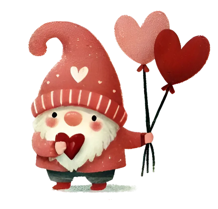 Valentine's Day Gnome pressed on a garment