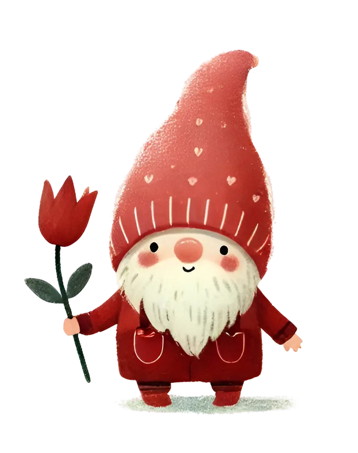 Valentine's Day Flower Gnome Design pressed on a garment
