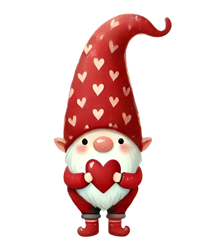 Valentine's Day Lover Gnome Design pressed on a garment