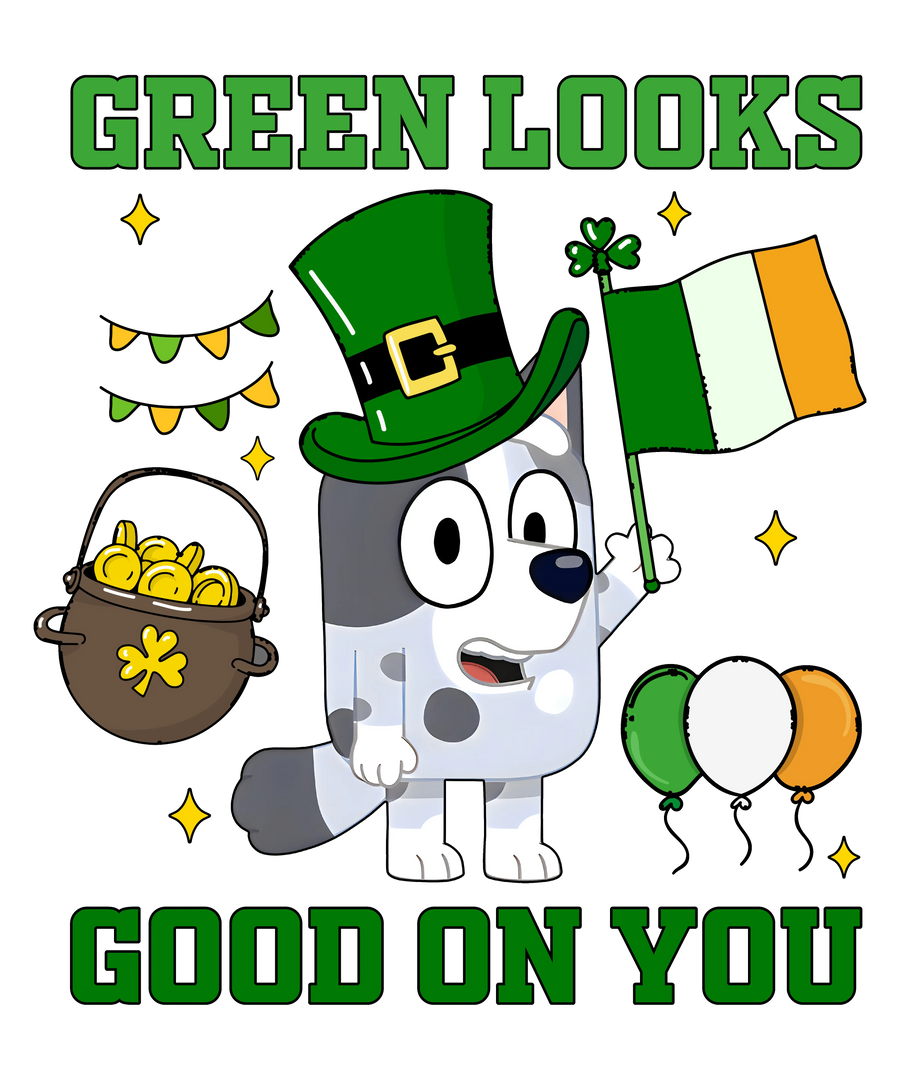 Bluey Friend Patrick's Day Irish Design | DTF Dallas