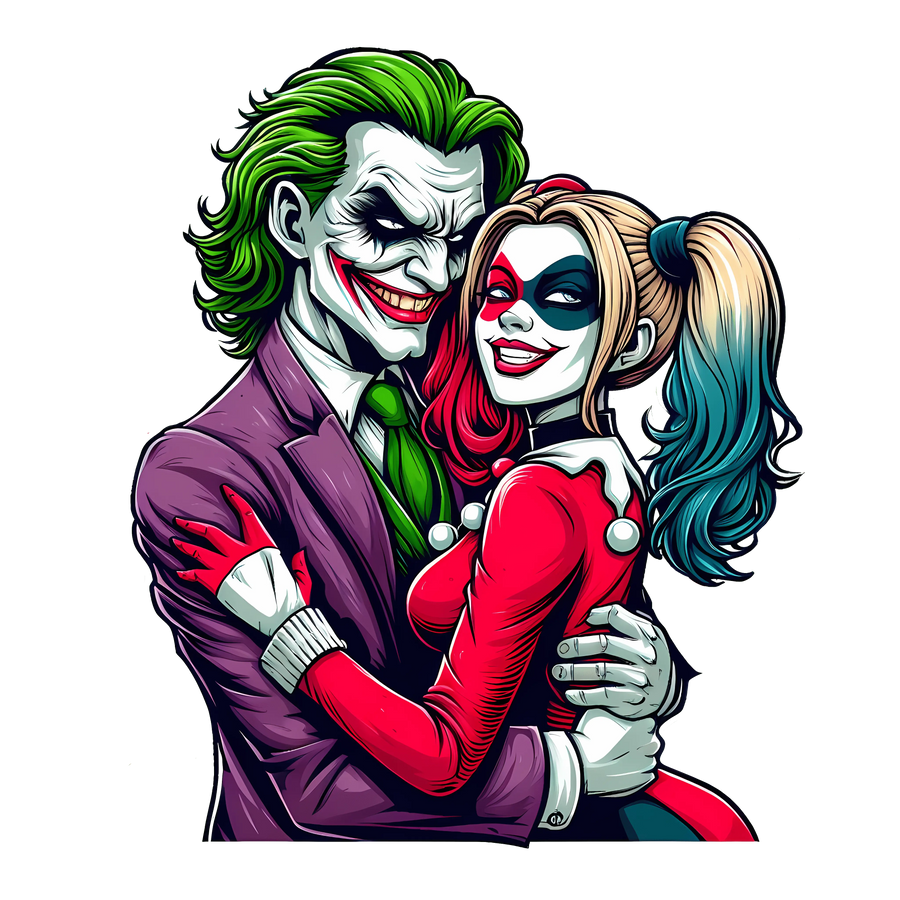 DC Joker and Harley Quinn Couple Hug Design | DTF Dallas